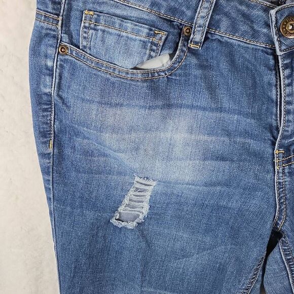 Revolt Women's Zip Fly Distressed Skinny Denim Jeans Blue Size 8 - Picture 3 of 8